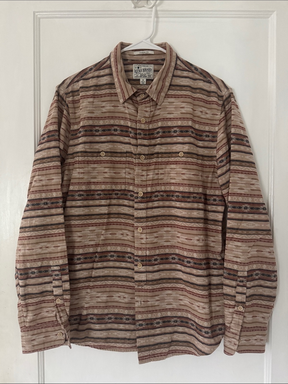 Lucky Brand Men's Striped Button-Up Jacket — Beige Multicolor